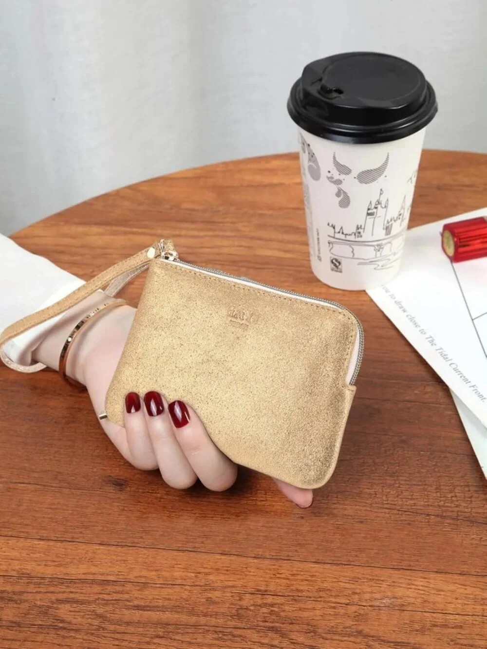 Genuine Leather Wristlet Clutch Purse for Women | Small Evening Pouch Bag with